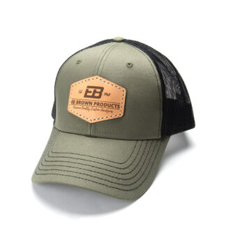 Olive green leather patch hat