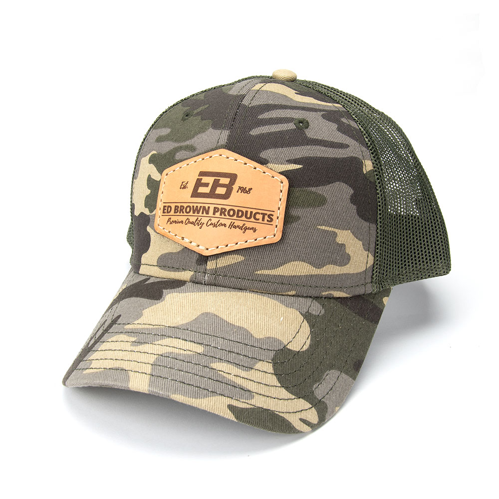 Ed Brown Leather Patch Hat, Camo/Olive Green