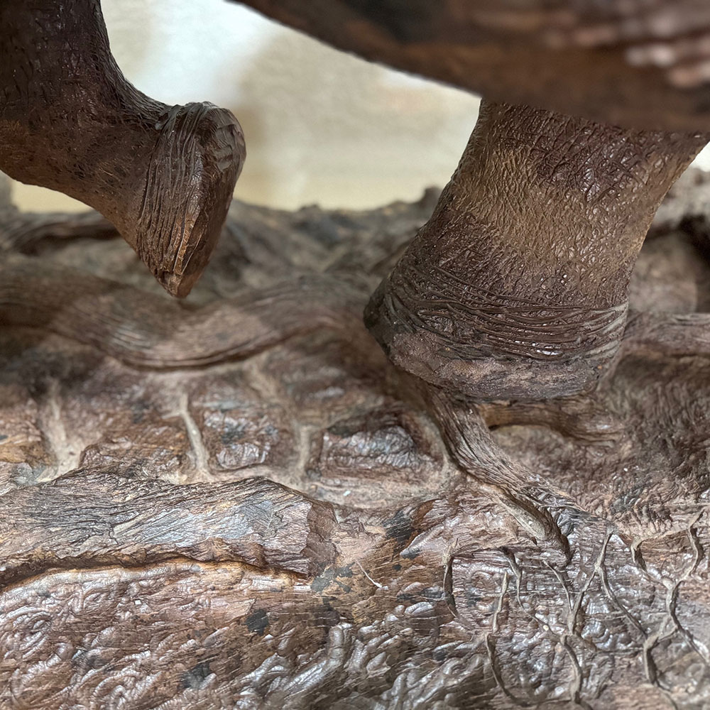 large wood elephant sculpture